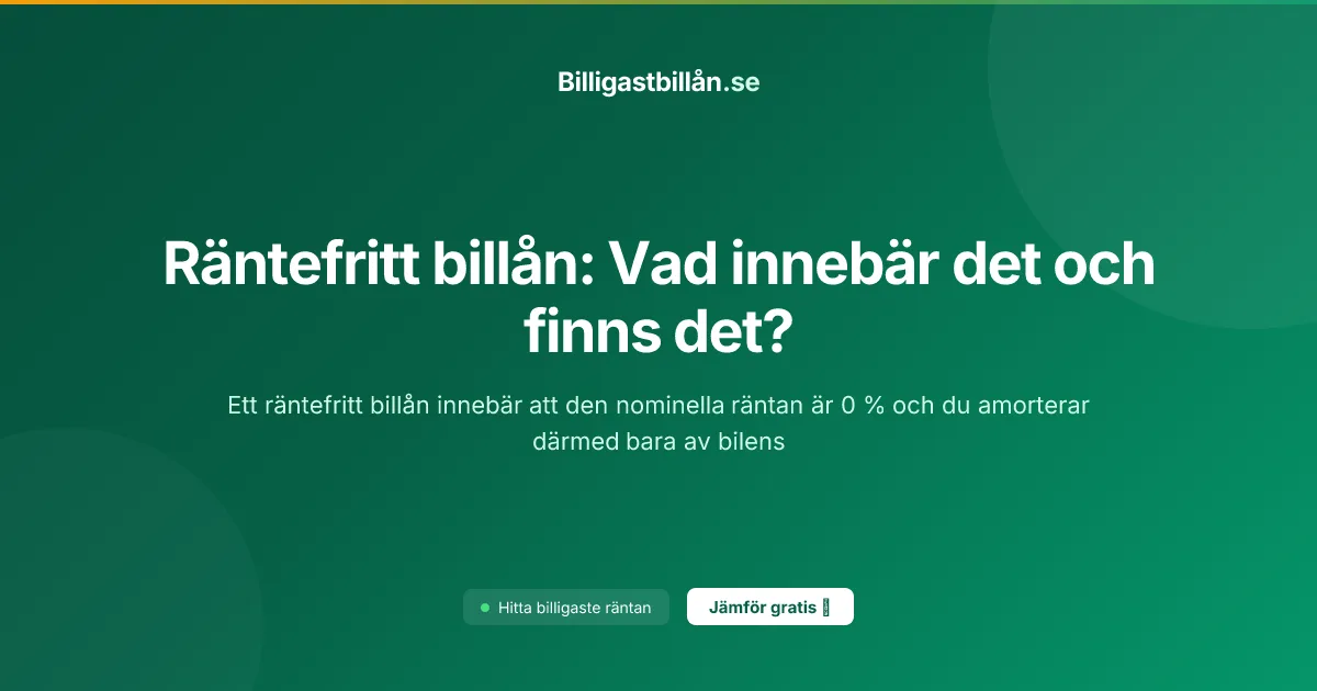 Räntefritt billån: Vad innebär det och finns det?